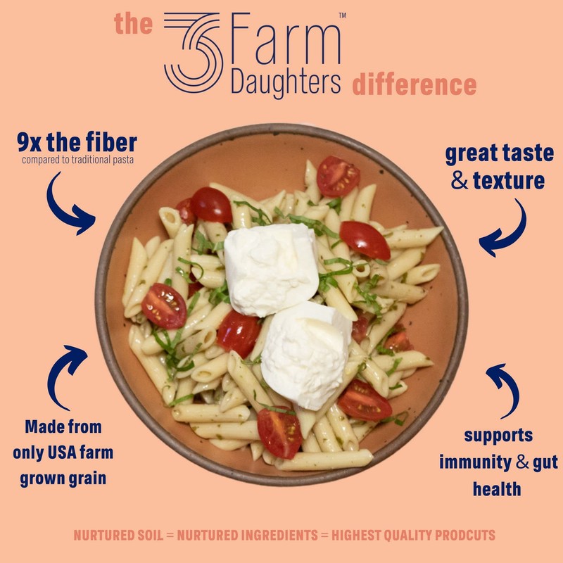 Three Farm Daughters High Fiber Pasta Penne Pack, Low GI,