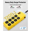 KeBen 20A Heavy Duty Power Strip Surge Protector,Yellow,12 Gauge,8AC/10FT