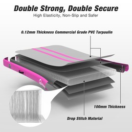 WARMOUNTS Air Track Tumbling Mat, 16 ft Inflatable Air Gymnastics Training Mats with Electric Pump, 4'' Thick Tumble Track for Home, Gym, Cheerleading, Yoga, Water, Outdoor - Pink