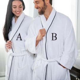 Superior Cotton Unisex Bathrobe, Soft And Absorbent Robe For Men And Women, Bathroom Accessories, Long, Plush, Fluffy Robes For Bath, Shower, Spa, Resort, Hotel Quality, Home Essentials, Medium, N