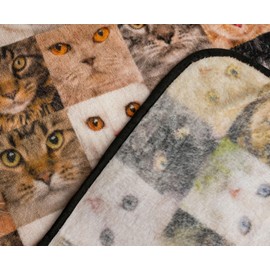 Cat Face Collage Fleece Throw Blanket | 45 x 60 Inches