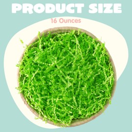 JOYIN 16oz Easter Grass, Pure Light Green Recyclable Paper Grass, Shred Raffia Crinkle Cut for Easter Egg Hunt, Party Bag Decor Favors, Gift Wrapping