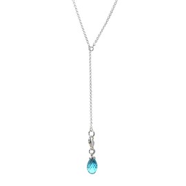 Sterling Silver and Blue Topaz Gemstone Lariat Necklace, Gifts For Her, Women, Mum, Daughter, Girlfriend, Partner
