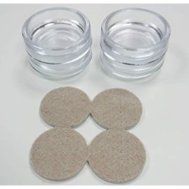 Merriway BH04569 (4 Pcs) Castor Cups with Felt Pad, Outer Dimension 68 mm (2.5/8 inch) Clear - Pack of 4 Pieces