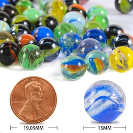 POPLAY Colorful Glass Marbles, 0.6inch Marbles Bulk for Kids Marble Games,DIY and Home Decoration