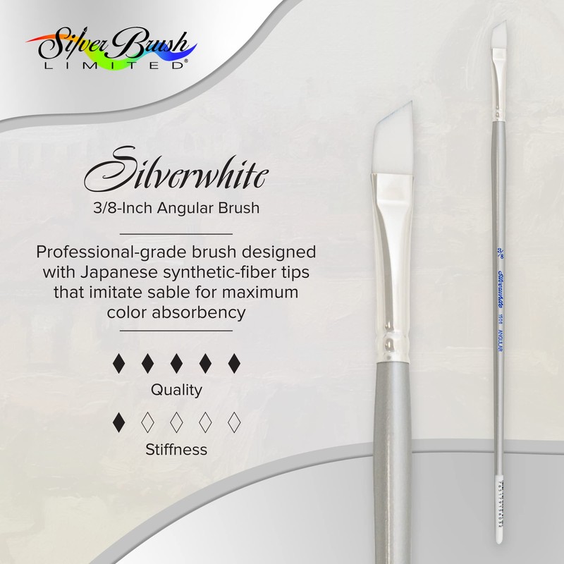 Silver Brush Limited Silverwhite Angle Watercolour Paintbrush, Size 3/8 in