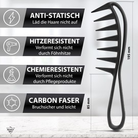 The Beardy Bro Carbon Comb Men - Shatterproof Premium Styling Comb for Men Beard & Hair (1 Piece, 3rd Baber Comb 123)
