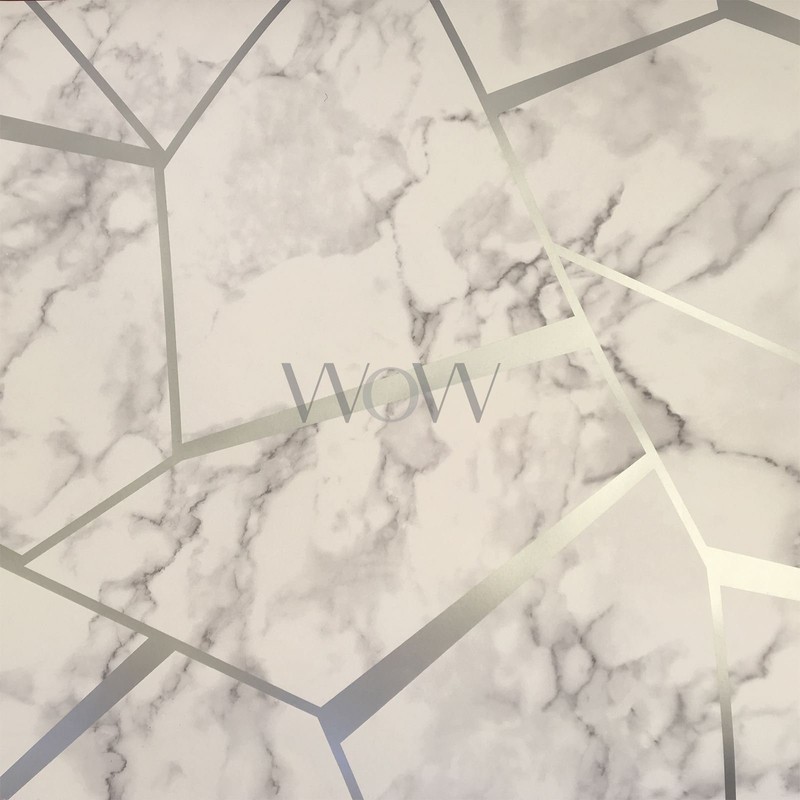 Fractal Geometric Marble Wallpaper Silver - Fine Decor FD42263