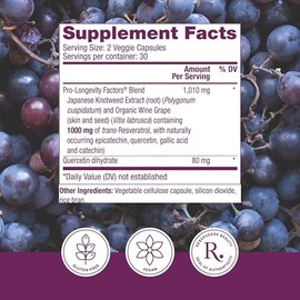 Reserveage Beauty, Resveratrol 1000 mg, Antioxidant Supplement for Heart Health and Immune Support, Supports Healthy Aging and Immune System, Paleo, K