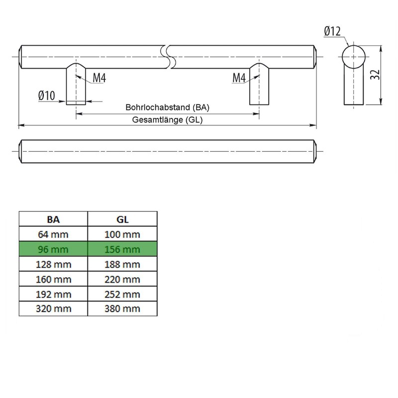 10 Sets So Tech Bar Handle G17 Stainless Steel Tube