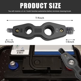 Gasedin Car Battery Terminal Cleaners, 4-in-1 Anti-Corrosion Battery Cleaning Brush with Steel Wire, Automotive Battery Terminals Machine Parts Cleaner Tool, Car Accessories (Black)