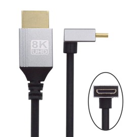 xiwai Ultra Thin HDTV Cable 90 Degree Down Angled Mini HDMI 2.1 Type-A to Type-C 8K 4K Hyper Super Flexible Slim Cord for Camera HDTV 0.5m/1.5ft