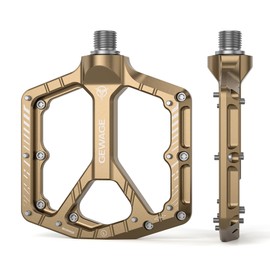 Mountain Bike Pedals 9/16" Pedals Flat Bicycle Pedals with Sealed Bearings & Replaceable Pins – Aluminum Wide Platform Non-Slip Pedals for MTB, Road, BMX & E-Bike (Brown)