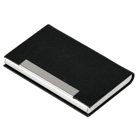 KUZIUA Business Card Holder, Business Card Case, Professional PU Leather and Stainless Steel Wallet Credit Card ID Case/Holder for Men & Women (Black)