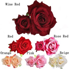 Ladies Handmade Flannel Elegant Pink Red Rose Hairpin Hair Clips Bridesmaid Head Piece Bridal Flower Hiar Clip(WINE RED)