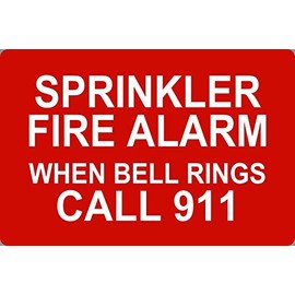 BuildASign Sprinkler Fire Alarm- When Bell Rings Call 911 Safety Sign- 12" x 18", .040 Aluminum