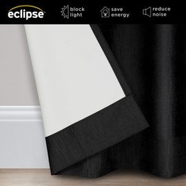 Eclipse Extra Wide Grommet Curtain, Kendall Sliding Patio Door Curtain Panel, Solid Textured Thermal Insulated and Noise Reducing Curtains, (1 Panel), 84 in Long x 100 in Wide, Black