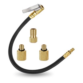 GAOLAOSY 12'' Tire Inflator Extension Tube, Tyre Pump Quick Inflation Chuck Adapter with Presta Valve, Portable Clip On Connector High-Pressure Tube, Auto Maintenance Accessory for Car Motorcycle