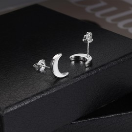 ASH'S CHOICE Women's 925 Silver Stud Earrings, Hypoallergenic Glitter Sterling Silver Stud Earrings, Small Cartilage Earrings, Stud Earrings for Women, Geometric Earrings,