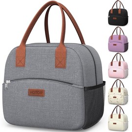 HOTOR Lunch Bags for Women & Men - Wear-Resistant & Leak-Proof Insulated Lunch Bag with Large Capacity, Multi-Functional Cooler Box for Office, Picnic, Grey, 27.0×15.0×24.0 cm
