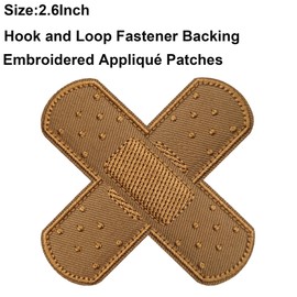 Cute Bandage Appliques Patches, Band Aid Funny Fabric Embroidered Applique Patches, Tactical Armband Emblem Badges Hook and Loop Fastener Backing Sewing Repair Patches for Jackets, Jeans, Clothes