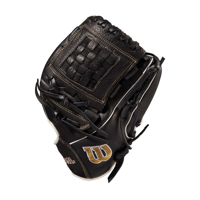 WILSON Guante de softbol para Mujer, 12 Pulgadas, Negro/Oro metálico,