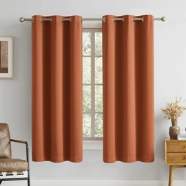 DUALIFE Rust Orange Blackout Bedroom Curtains 63 Inch Length Grommet Drapes Room Darkening Thermal Insulated (Rust/Burnt Orange, 42 x 63 Inch, 2 Panels)
