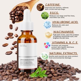 Caffeine Solution 5% + EGCG Eye Serum for Dark Circles and Puffiness,Anti Aging Caffeine Eye serum for Women,Reduce Fine Lines & Wrinkles Under Eye Bags,2Pcs 30ml Moisturizing Caffeine Serum for Eyes