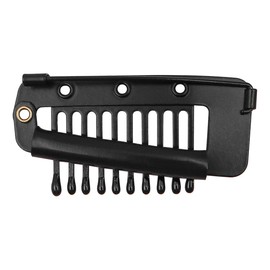 POFET 10 Pieces Hair Chunni Clips with Safety Pin 10 Teeth Stainless Steel Wig Clips Dupatta Clips Wig Clips U Shape Metal Clips (Black)