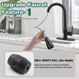 Kitchen Faucet with Pull Down Sprayer, Kitchen Sink Faucet with Deck 1 Hole or 3 Hole Stainless Steel, Single Handle Commercial Kitchen Sink Faucet for RV, Bar, Laundry