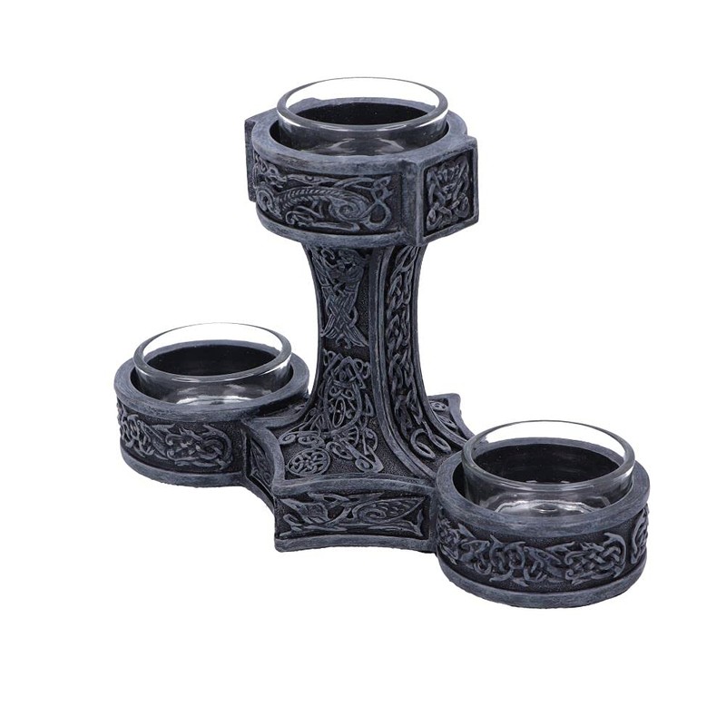 Nemesis Now Thor's Hammer Tea Light Holder 18.5cm, Silver
