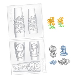 FRCOLOR DIY Manicure Nail Art Embossing Molds 2pcs Nail Decor Templates Patterns