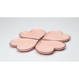 Cosmos Gifts Pink Heart Shaped Set of 4 Plates, 5 1/4" D