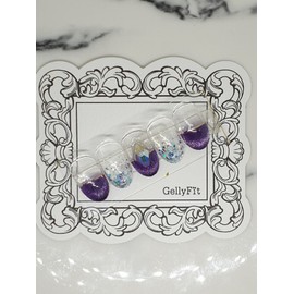 Purple Aurora Handmade Nail Tips - Long Round / 퍼플오로라 수제네일팁 - 롱라운드