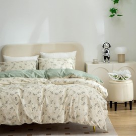 Floral Duvet Cover King, 100% Soft Microfiber Chic Floral Bedding Set King 3 Pieces King Duvet Cover Set Floral for All Seasons, 1 Duvet Cover and 2 Pillowcases with Zipper Closure (Floral, King)