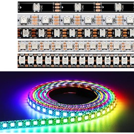 DC5V WS2812 WS2812B LED Strip Black White PCB 30/60/74/96/144LEDS/M RGB Individually Addressable Pixel LED Light IP30 IP65 IP67 (White PCB IP65, 5 M 96 LED/M)
