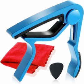 Phoenix One-Touch Guitar Capotasto [Type M] Cleaning Fiber Cloth / Pick/ Manufacturer Warranty Card <4 Piece Set> Blue