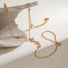 Ring Bracelet Hand Chain for Women, 14K Gold Plated Dainty