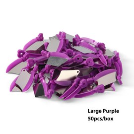 JMU 50 Pcs Dental Wedge Guard, Autoclavable Plastic Wedge Knife with Stainless Steel Plate, Large, Purple
