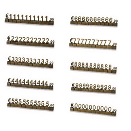 10 Sets Price Display Cube, Mini 3D Metal Price Tags, Adjustable Removable Price Tag Stand, Block Kit for Shop Price Display (Bronze/EUR)