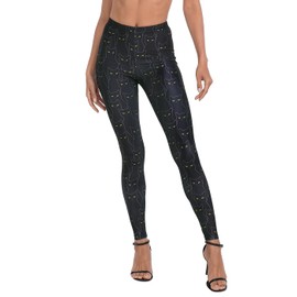 HDE Trendy Design Workout Leggings - Fun Fashion Graphic Printed Cute Patterns Black Cats - L