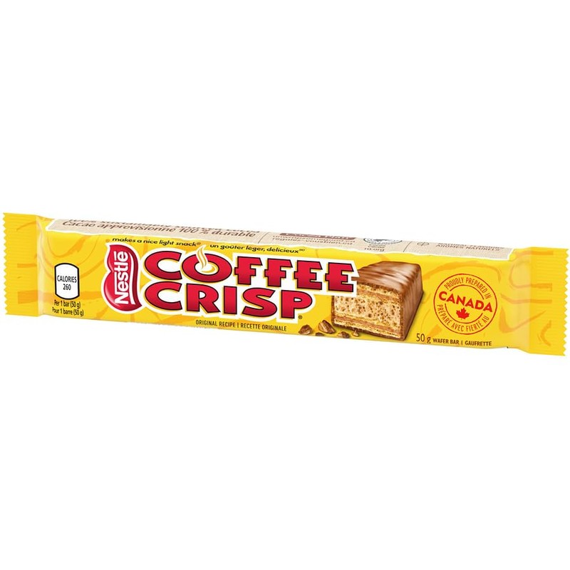 Coffee Crisp Chocolate Candy Bars, 50g/1.76oz, Pack of 6, Shipped