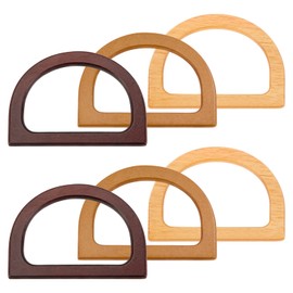Bag Handles Wooden Pack of 6 D Shape Handbag Handle Replacement DIY Bag Handle Accessories for Handmade Beach Bag Handbags Purse