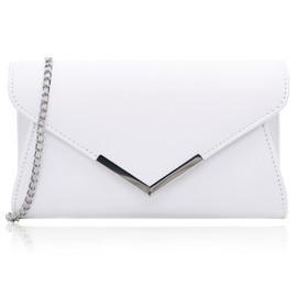Milisente Clutch Bags For Women Wedding Suede Evening Bag Metallic Shoulder Purse (White)