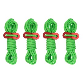PATIKIL 4mm Tent Rope, 4 Pack 6.5ft Reflective Guyline Cord Tied Downs Rope Paracord Cord Camping Ropes with Red Aluminum Cord Adjusters for Camping Hiking Tent, Green
