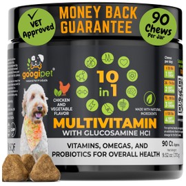 Googipet Premium 10 in 1 Dog Vitamins Multivitamin Chewable with Probiotics for Gut Health, Dog Vitamins and Supplements w/Vitamin C & Glucosamine for Joint Support (Chicken & Vegetable Flavor)