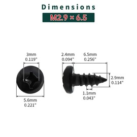 #4 x 1/4" Pan Head Wood Screws (100 pcs), 18-8 (304) Stainless Steel, Phillips Drive Pan Head Self Tapping Screws, Black Oxide Coated Sheet Metal Screws, Fayeploo (with Phillips Driver Bit)