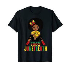 1865 Juneteenth Afro Black Girl Fashion Kids Curly Hair T-Shirt