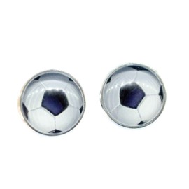 Miniblings Football Cabochon Stud Earrings Sports Ball World Cup European Championship Goal – Handmade Fashion Jewellery I Earrings Stud Earrings, Silver plastic, not known