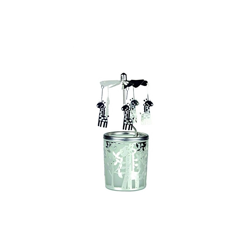 Kerzenfarm Giraffe Rotary Carousel for Tealights, Metal and Glass, 16.5cm
